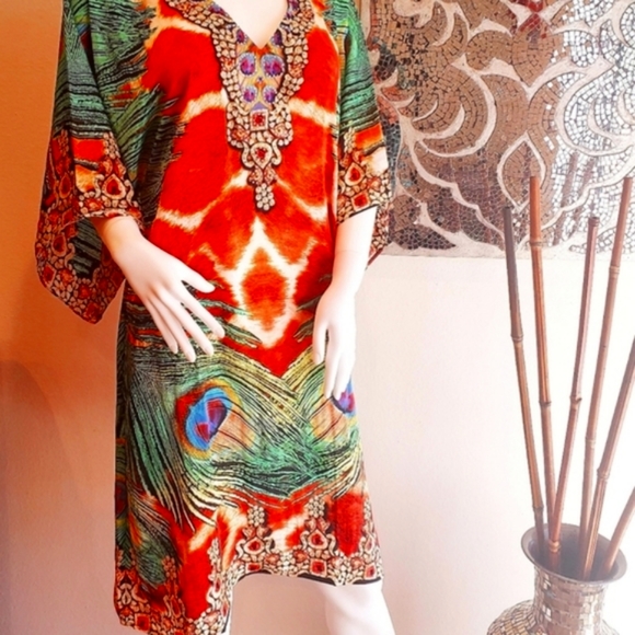 MANISH VAID Jsquad- Giraffe Peacock Short Dress CU XL - Picture 5 of 7